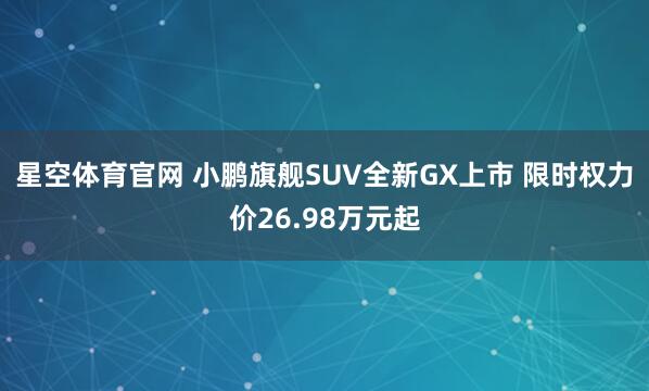 星空体育官网 小鹏旗舰SUV全新GX上市 限时权力价26.98万元起