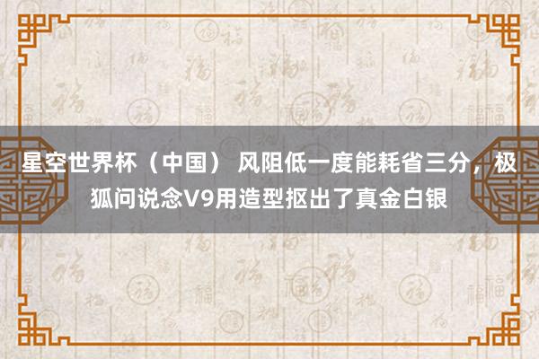 星空世界杯(中国) 风阻低一度能耗省三分,极狐问说念V9用造型抠出了真金白银