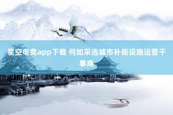 星空电竞app下载 何如采选城市补能设施运营干事商