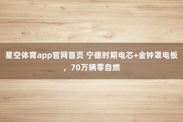 星空体育app官网首页 宁德时期电芯+金钟罩电板,70万辆零自燃