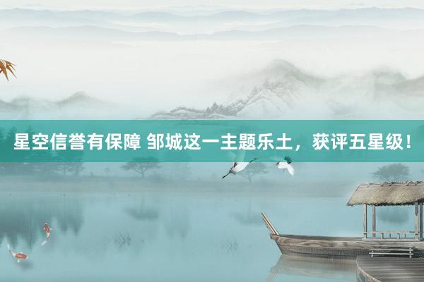星空信誉有保障 邹城这一主题乐土,获评五星级!