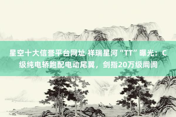 星空十大信誉平台网址 祥瑞星河“TT”曝光：C级纯电轿跑配电动尾翼，剑指20万级阛阓