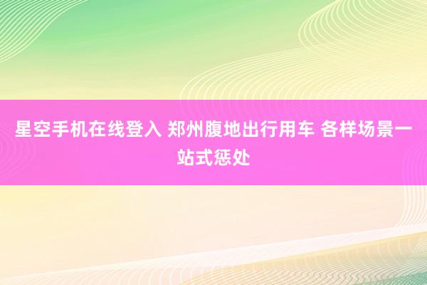 星空手机在线登入 郑州腹地出行用车 各样场景一站式惩处