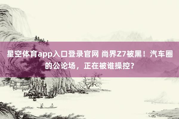 星空体育app入口登录官网 尚界Z7被黑!汽车圈的公论场,正在被谁操控?