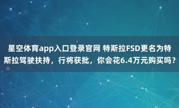 星空体育app入口登录官网 特斯拉FSD更名为特斯拉驾驶扶持,行将获批,你会花6.4万元购买吗?
