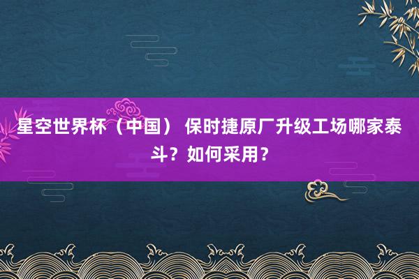 星空世界杯(中国) 保时捷原厂升级工场哪家泰斗?如何采用?