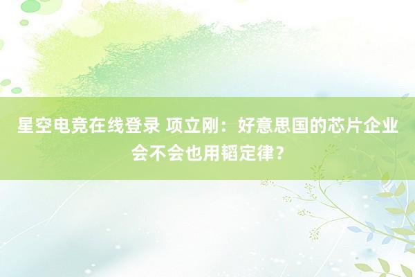 星空电竞在线登录 项立刚:好意思国的芯片企业会不会也用韬定律?