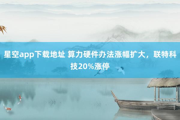 星空app下载地址 算力硬件办法涨幅扩大，联特科技20%涨停
