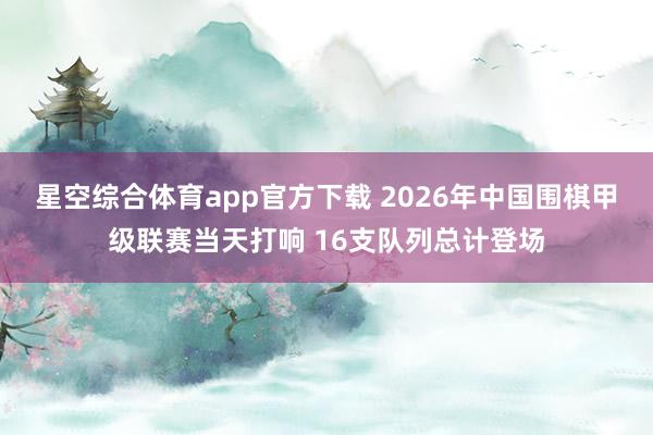 星空综合体育app官方下载 2026年中国围棋甲级联赛当天打响 16支队列总计登场