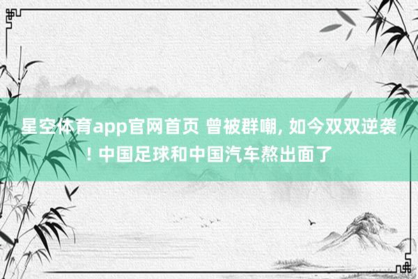 星空体育app官网首页 曾被群嘲, 如今双双逆袭! 中国足球和中国汽车熬出面了