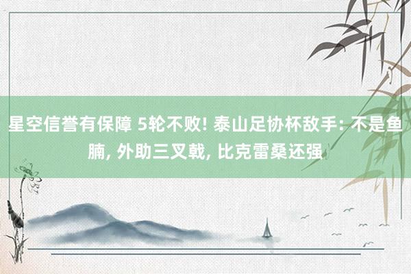 星空信誉有保障 5轮不败! 泰山足协杯敌手: 不是鱼腩, 外助三叉戟, 比克雷桑还强
