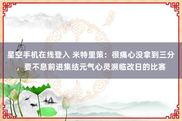 星空手机在线登入 米特里策:很痛心没拿到三分,要不息前进集结元气心灵濒临改日的比赛
