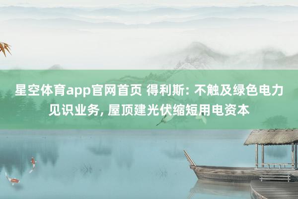 星空体育app官网首页 得利斯: 不触及绿色电力见识业务, 屋顶建光伏缩短用电资本