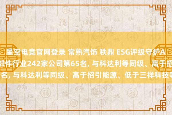 星空电竞官网登录 常熟汽饰 秩鼎 ESG评级守护A, 位居GICS三级汽车零部件行业242家公司第65名, 与科达利等同级、高于招引能源、低于三祥科技等