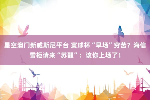 星空澳门新威斯尼平台 寰球杯“早场”穷苦?海信雪柜请来“苏醒”:该你上场了!