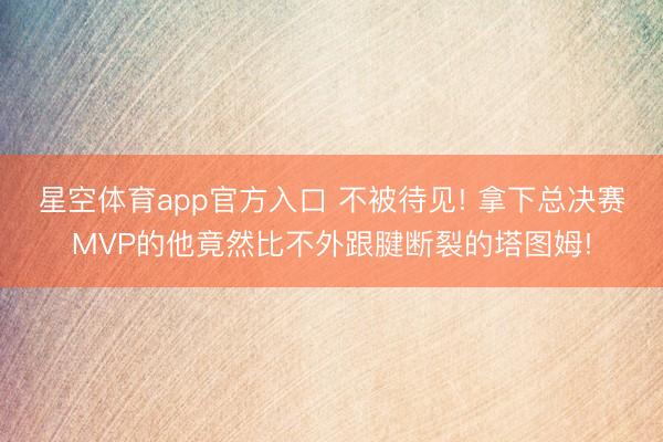 星空体育app官方入口 不被待见! 拿下总决赛MVP的他竟然比不外跟腱断裂的塔图姆!